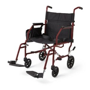 MEDLINE Excel Lightweight Steel Transport Chair- Red